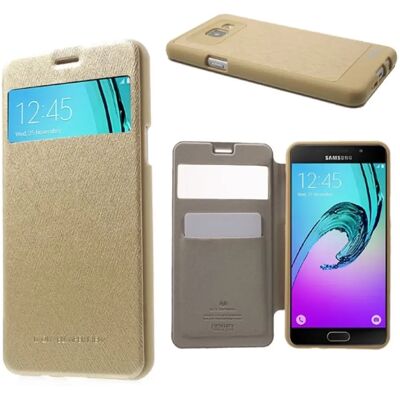 MOBIL Samsung A5 (2016) MERCURY Wow tok álló, bőr hatású FLIP, textil minta, ARANY MOBIL Samsung A5 (2016) MERCURY Wow tok álló, bőr hatású FLIP, textil minta, ARANY