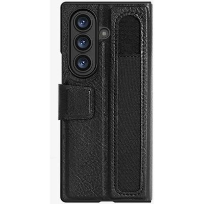 NILLKIN Samsung Z Fold7 NILLKIN AOGE műanyag telefonvédő valódi bőr hátlap, ceruza tartó, FEKETE NILLKIN Samsung Z Fold7 NILLKIN AOGE műanyag telefonvédő valódi bőr hátlap, ceruza tartó, FEKETE