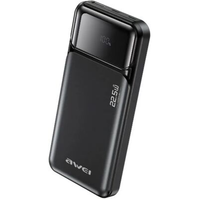 AWEI PA-90 vésztöltő USB+2 Type-C aljzat 10000mAh 22.5W LED kijelző fekete AWEI PA-90 vésztöltő USB+2 Type-C aljzat 10000mAh 22.5W LED kijelző fekete