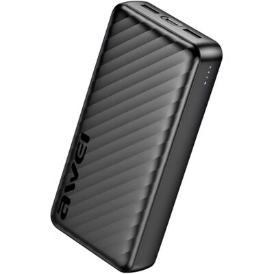 AWEI P6K Pro vésztöltő 2 USB+Type-C aljzat 20000mAh 12W LED jelzés fekete AWEI P6K Pro vésztöltő 2 USB+Type-C aljzat 20000mAh 12W LED jelzés fekete