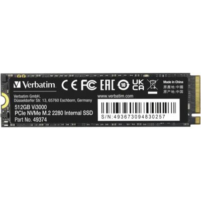 Verbatim 512GB Vi3000 M.2 PCIe M.2 2280 49374 Verbatim 512GB Vi3000 M.2 PCIe M.2 2280 49374