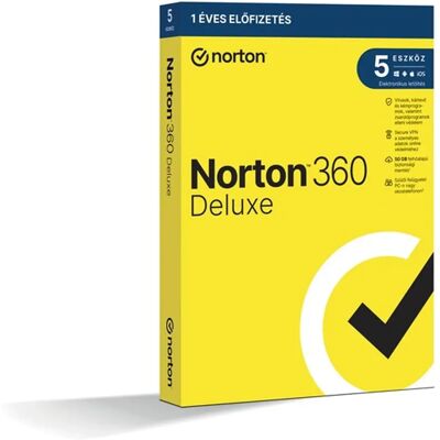 Symantec NORTON 360 Deluxe 50GB Magyar 1 Felhasználó 5 Gép Elektronikus licenc Symantec NORTON 360 Deluxe 50GB Magyar 1 Felhasználó 5 Gép Elektronikus licenc
