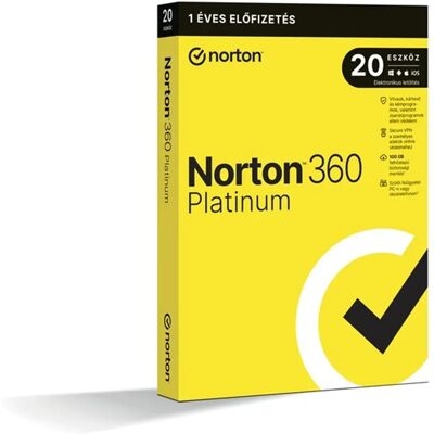 Symantec NORTON 360 Platinum 100GB Magyar 20 felhasználó Elektronikus licenc Symantec NORTON 360 Platinum 100GB Magyar 20 felhasználó Elektronikus licenc