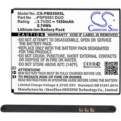 CAMERON SINO Li-Ion akku 3.7V/1550mAh, Prestigio PSP5551DUO kompatibilis, FEKETE CAMERON SINO Li-Ion akku 3.7V/1550mAh, Prestigio PSP5551DUO kompatibilis, FEKETE