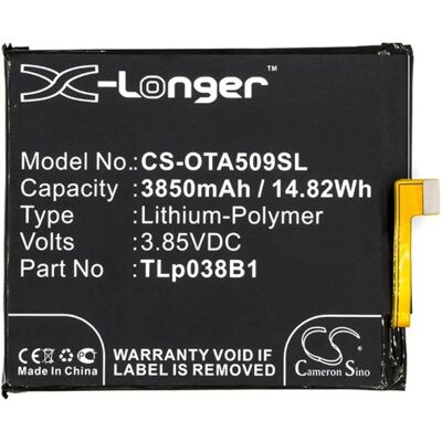 CAMERON SINO Alcatel A7 CAMERON SINO Li-Polymer akku 3.85V/3850mAh, Alcatel CAC3860004C1 kompatibilis, FEKETE CAMERON SINO Alcatel A7 CAMERON SINO Li-Polymer akku 3.85V/3850mAh, Alcatel CAC3860004C1 kompatibilis, FEKETE