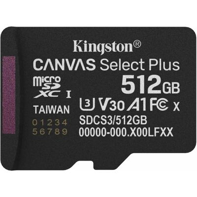 Kingston Canvas Select Plus 512GB MicroSDXC 30 MB/s SDCS3/512GBSP Kingston Canvas Select Plus 512GB MicroSDXC 30 MB/s SDCS3/512GBSP