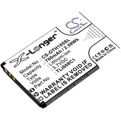 CAMERON SINO Alcatel OneTouch 1054 Li-Ion akku 3.7V/700mAh Alcatel TLi008C1 kompatibilis FEKETE CS-OTH105SL CAMERON SINO Alcatel OneTouch 1054 Li-Ion akku 3.7V/700mAh Alcatel TLi008C1 kompatibilis FEKETE CS-OTH105SL