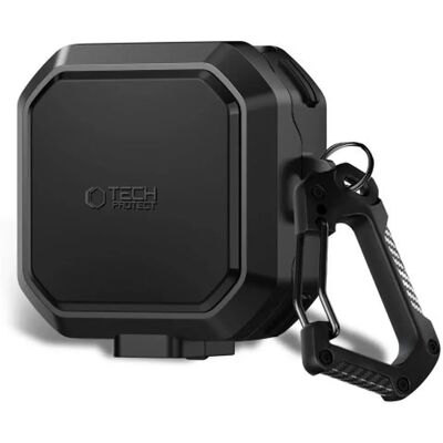 TECH-PROTECT Carbonox Samsung Galaxy Buds 4 / Buds 4 Pro ütésálló tok karabinerrel fekete SP114451 TECH-PROTECT Carbonox Samsung Galaxy Buds 4 / Buds 4 Pro ütésálló tok karabinerrel fekete SP114451