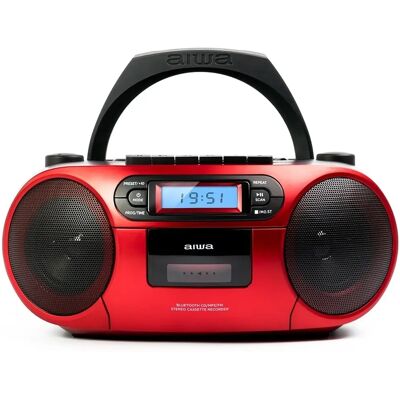 Aiwa Hordozható retro boombox CD/MP3/USB/kazetta/BT/FM piros RC-250RD Aiwa Hordozható retro boombox CD/MP3/USB/kazetta/BT/FM piros RC-250RD