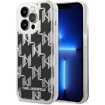 KARL LAGERFELD Liquid Glitter Monogram Apple iPhone 14 Pro Max hátlap tok fekete KARL LAGERFELD Liquid Glitter Monogram Apple iPhone 14 Pro Max hátlap tok fekete