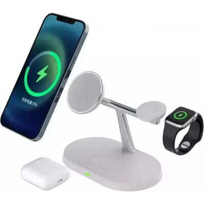 XPRO 3in1 MagSafe QI Vezeték nélküli töltőállvány QC 15W fehér XPRO 3in1 MagSafe QI Vezeték nélküli töltőállvány QC 15W fehér