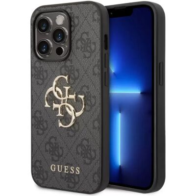 GUESS Hátlaptok fém logó iPhone 15 Pro szürke GUESS Hátlaptok fém logó iPhone 15 Pro szürke