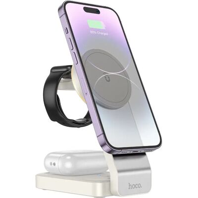HOCO CQ3 asztali töltőállvány 3in1 15W, Apple Watch töltő, FEHÉR HOCO CQ3 asztali töltőállvány 3in1 15W, Apple Watch töltő, FEHÉR