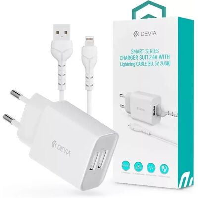 DEVIA Smart Series Charger Suit With Lightning Cable - 5V/2.4A 12W fehér DEVIA Smart Series Charger Suit With Lightning Cable - 5V/2.4A 12W fehér