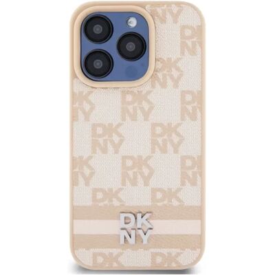 DKNY Rózsaszín Bőr Checkered Pántok iPhone 14 Pro Max - Tok DKNY Rózsaszín Bőr Checkered Pántok iPhone 14 Pro Max - Tok