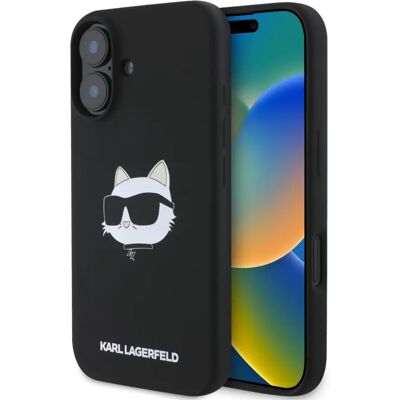 KARL LAGERFELD Liquid Silicone MagSafe tok iPhone 16 Choupette Head fekete KARL LAGERFELD Liquid Silicone MagSafe tok iPhone 16 Choupette Head fekete