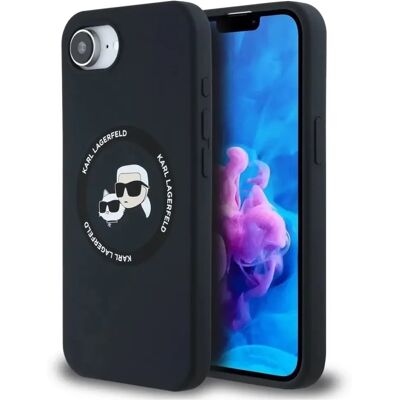 KARL LAGERFELD Liquid Silicone MagSafe tok iPhone 16e Karl and Choupette fekete KARL LAGERFELD Liquid Silicone MagSafe tok iPhone 16e Karl and Choupette fekete