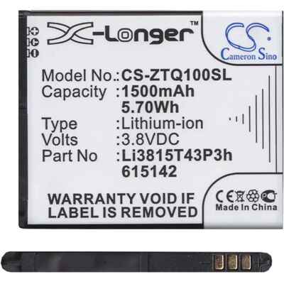 CAMERON SINO Li-Ion akku 3.8V/1500mAh, ZTE Li3815T43P3h615142 kompatibilis, FEKETE CAMERON SINO Li-Ion akku 3.8V/1500mAh, ZTE Li3815T43P3h615142 kompatibilis, FEKETE