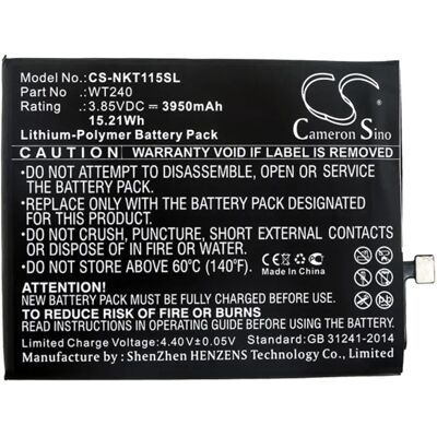 CAMERON SINO Nokia 3.2 CAMERON SINO Li-Polymer akku 3.85V/3950mAh, Nokia WT240 kompatibilis, FEKETE CAMERON SINO Nokia 3.2 CAMERON SINO Li-Polymer akku 3.85V/3950mAh, Nokia WT240 kompatibilis, FEKETE