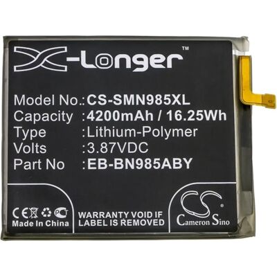 CAMERON SINO Samsung Note 20 Ultra 5G CAMERON SINO Li-Polymer akku 3.87V/4200mAh, Samsung EB-BN985ABY kompatibilis, FEKETE CAMERON SINO Samsung Note 20 Ultra 5G CAMERON SINO Li-Polymer akku 3.87V/4200mAh, Samsung EB-BN985ABY kompatibilis, FEKETE