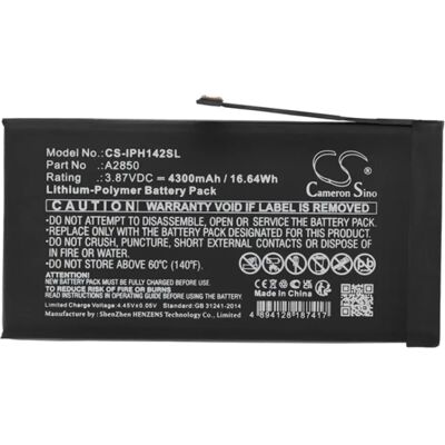 CAMERON SINO iPhone 14 Plus CAMERON SINO Li-Polymer akku 3.87V/4300mAh, Apple A2850 kompatibilis, FEKETE CAMERON SINO iPhone 14 Plus CAMERON SINO Li-Polymer akku 3.87V/4300mAh, Apple A2850 kompatibilis, FEKETE