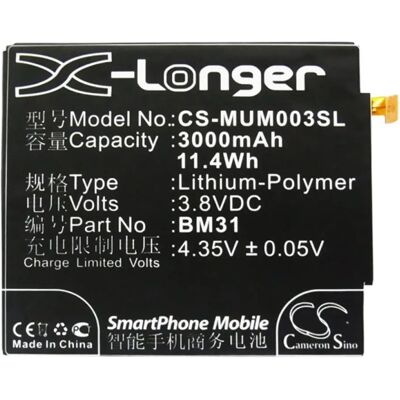 CAMERON SINO Xiaomi Mi 3 CAMERON SINO Li-Polymer akku 3.8V/3000mAh, Xiaomi BM31 kompatibilis, FEKETE CAMERON SINO Xiaomi Mi 3 CAMERON SINO Li-Polymer akku 3.8V/3000mAh, Xiaomi BM31 kompatibilis, FEKETE