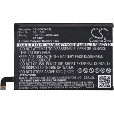 CAMERON SINO Homtom HT6 CAMERON SINO Li-Polymer akku 3.8V/6000mAh, Doogee NBL1800 kompatibilis, FEKETE CAMERON SINO Homtom HT6 CAMERON SINO Li-Polymer akku 3.8V/6000mAh, Doogee NBL1800 kompatibilis, FEKETE