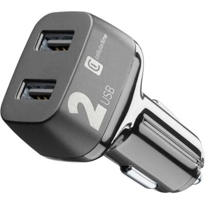 Cellular Line Autós töltő 2 USB aljzat 2x12W gyorstöltő fekete Cellular Line Autós töltő 2 USB aljzat 2x12W gyorstöltő fekete