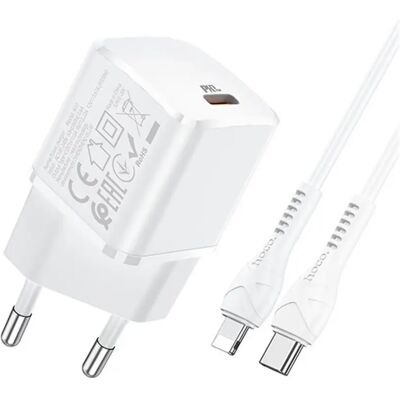 HOCO N10 STARTER hálózati töltő Type-C aljzat 20W PD gyorstöltő 3.0 + Type-C - lightning kábel fehér HOCO N10 STARTER hálózati töltő Type-C aljzat 20W PD gyorstöltő 3.0 + Type-C - lightning kábel fehér