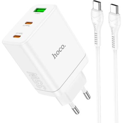 HOCO N33 hálózati töltő USB+2 Type-C aljzat 35W PD gyorstöltő 3.0 + lightning kábel FEHÉR HOCO N33 hálózati töltő USB+2 Type-C aljzat 35W PD gyorstöltő 3.0 + lightning kábel FEHÉR