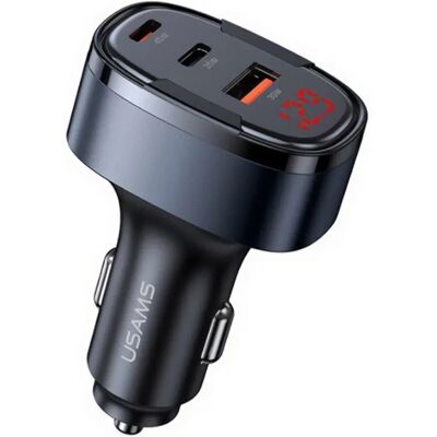 USAMS C42 autós töltő USB+2 Type-C aljzat 100W LED kijelző fekete USAMS C42 autós töltő USB+2 Type-C aljzat 100W LED kijelző fekete