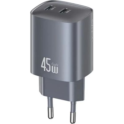 USAMS Hálózati töltő 2 Type-C aljzat 45W PD gyorstöltő 3.0 SÖTÉTSZÜRKE USAMS Hálózati töltő 2 Type-C aljzat 45W PD gyorstöltő 3.0 SÖTÉTSZÜRKE