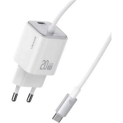 USAMS JC MINI hálózati töltő Type-C aljzat 20W fix Type-C kábellel fehér USAMS JC MINI hálózati töltő Type-C aljzat 20W fix Type-C kábellel fehér