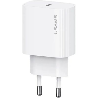 USAMS T65 hálózati töltő Type-C aljzat 20W PD gyorstöltő fehér USAMS T65 hálózati töltő Type-C aljzat 20W PD gyorstöltő fehér