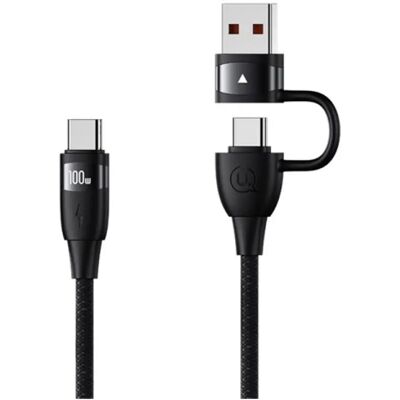 USAMS U85 töltőkábel 2in1 Type-C/USB - Type-C, 120cm, FEKETE USAMS U85 töltőkábel 2in1 Type-C/USB - Type-C, 120cm, FEKETE