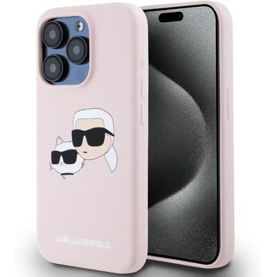 KARL LAGERFELD Liquid Silicone Double Heads MagSafe tok iPhone 15 Pro rózsaszín KARL LAGERFELD Liquid Silicone Double Heads MagSafe tok iPhone 15 Pro rózsaszín