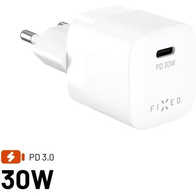 FIXED Mini USB-C GaN Charger 30W fehér FIXED Mini USB-C GaN Charger 30W fehér
