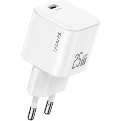 USAMS JC MINI hálózati töltő Type-C aljzat 25W, GaN, FEHÉR USAMS JC MINI hálózati töltő Type-C aljzat 25W, GaN, FEHÉR