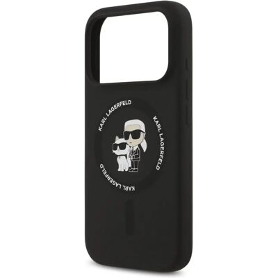 KARL LAGERFELD Liquid Silicone MagSafe tok iPhone 17 Pro / iPhone 18 Pro Karl and Choupette fekete KARL LAGERFELD Liquid Silicone MagSafe tok iPhone 17 Pro / iPhone 18 Pro Karl and Choupette fekete