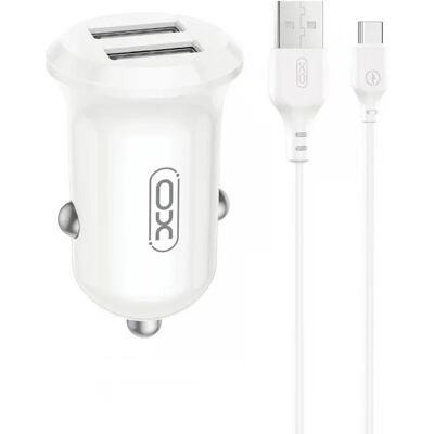 XO CC67 Autós töltő 2xUSB 1xUSB-C kábellel 12W fehér XO CC67 Autós töltő 2xUSB 1xUSB-C kábellel 12W fehér