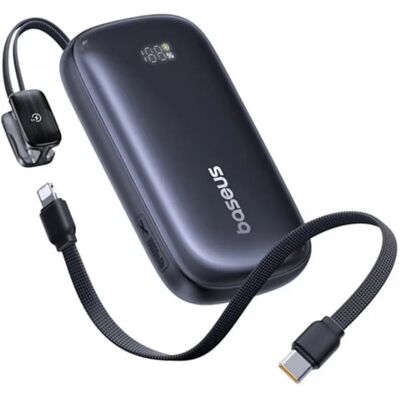 BASEUS vésztöltő Type-C+lightning+USB aljzat 10000mAh, LED kijelző + Type-C kábel, FEKETE BASEUS vésztöltő Type-C+lightning+USB aljzat 10000mAh, LED kijelző + Type-C kábel, FEKETE