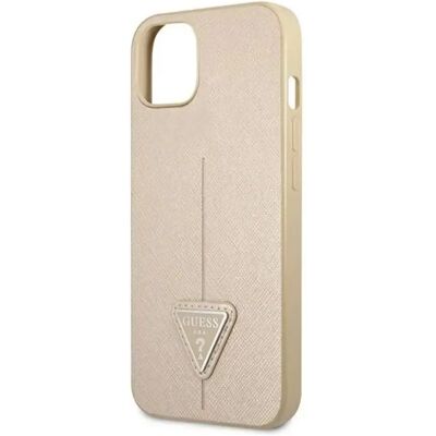 GUESS Saffiano háromszög logós tok iPhone 13 mini bézs GUESS Saffiano háromszög logós tok iPhone 13 mini bézs