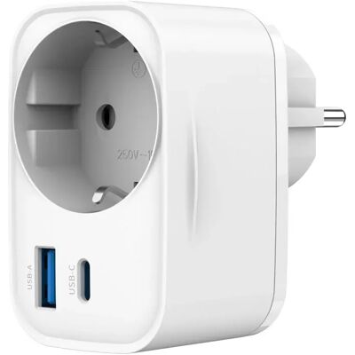 GEMBIRD 2-port USB fast charger with pass-through AC socket 20W fehér GEMBIRD 2-port USB fast charger with pass-through AC socket 20W fehér