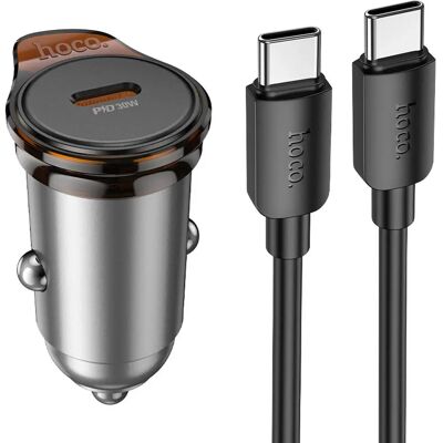 HOCO NZ16 autós töltő 30W PD gyorstöltő + lightning kábel sötétszürke HOCO NZ16 autós töltő 30W PD gyorstöltő + lightning kábel sötétszürke