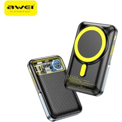 AWEI PA-10 Vezeték nélküli mágneses Powerbank 10000mAh fekete AWEI PA-10 Vezeték nélküli mágneses Powerbank 10000mAh fekete