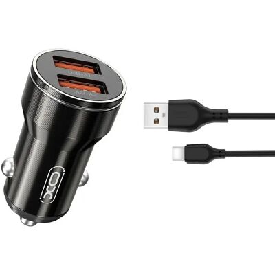 XO CC48 Autós töltő 2xUSB 2.4A + USB-C kábel 30W fekete XO CC48 Autós töltő 2xUSB 2.4A + USB-C kábel 30W fekete