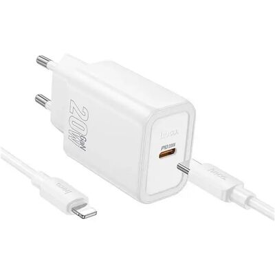 AWEI N60 hálózati töltő 20W + Lightning kábel fehér AWEI N60 hálózati töltő 20W + Lightning kábel fehér