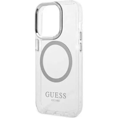 GUESS Metal Outline Magsafe tok Apple iPhone 14 Pro átlátszó-ezüst GUESS Metal Outline Magsafe tok Apple iPhone 14 Pro átlátszó-ezüst