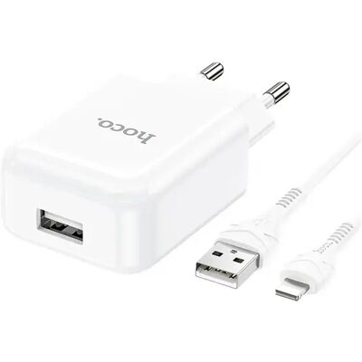 HOCO N2 hálózati töltő USB aljzat 10W. gyorstöltő + lightning kábel. FEHÉR HOCO N2 hálózati töltő USB aljzat 10W. gyorstöltő + lightning kábel. FEHÉR