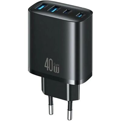 USAMS T70 hálózati töltő 2 USB+2 Type-C aljzat 40W GaN PD gyorstöltő FEKETE CC330TC01 USAMS T70 hálózati töltő 2 USB+2 Type-C aljzat 40W GaN PD gyorstöltő FEKETE CC330TC01